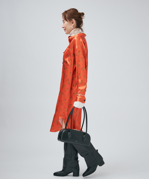 VERMEIL par iena（ヴェルメイユパーイエナ）の「Horsey Pattern シャツワンピース（シャツワンピース・レディース・オレンジ/チャコールグレー・FREE）」の14枚目の写真