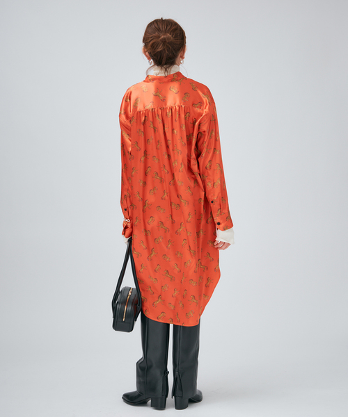 VERMEIL par iena（ヴェルメイユパーイエナ）の「Horsey Pattern シャツワンピース（シャツワンピース・レディース・オレンジ/チャコールグレー・FREE）」の15枚目の写真