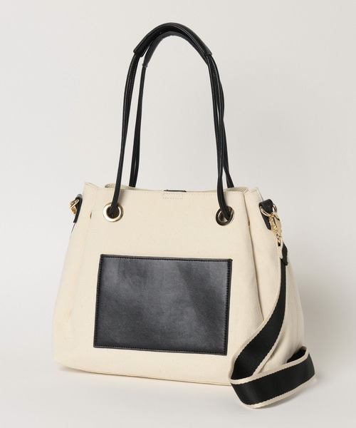 Elura（エルーラ）の「3WAYハトメトート/633020（トートバッグ・レディース・オフホワイト/ブラック・FREE）」の9枚目の写真