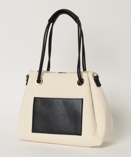 Elura（エルーラ）の「3WAYハトメトート/633020（トートバッグ・レディース・オフホワイト/ブラック・FREE）」の12枚目の写真