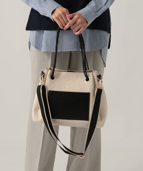 Elura（エルーラ）の「3WAYハトメトート/633020（トートバッグ・レディース・オフホワイト/ブラック・FREE）」の7枚目の写真