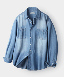 INDUST（インダスト）の「バイオウォッシングツーポケットウエスタンデニムシャツ_中青（シャツ/ブラウス）」