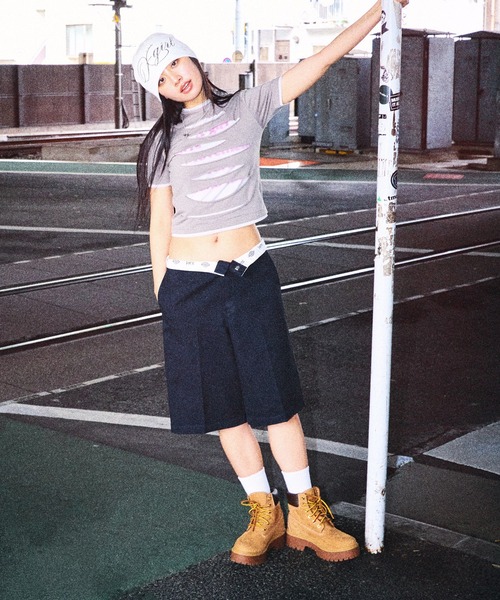 X-girl（エックスガール）の「X-girl × Dickies WASHED WORK SHORTS（その他パンツ・レディース・ブラウン/ブラック・S/M）」の3枚目の写真