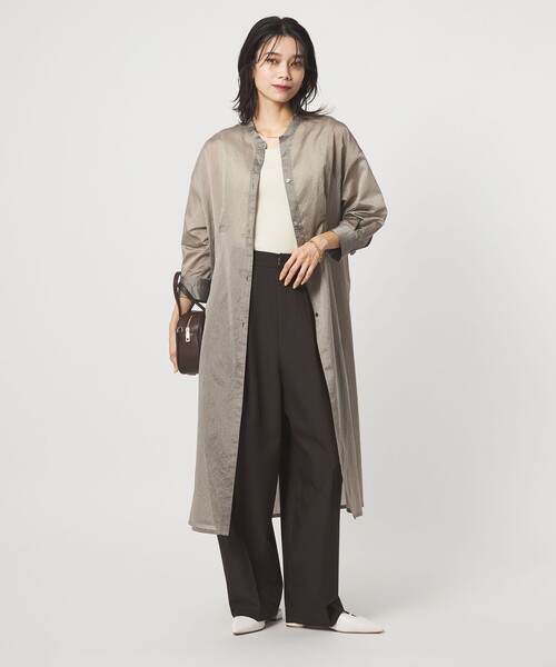 green label relaxing（グリーンレーベルリラクシング）の「シアー ストライプ シャツワンピース（シャツワンピース・レディース・オフホワイト/モカ/ブラック・FREE）」の5枚目の写真