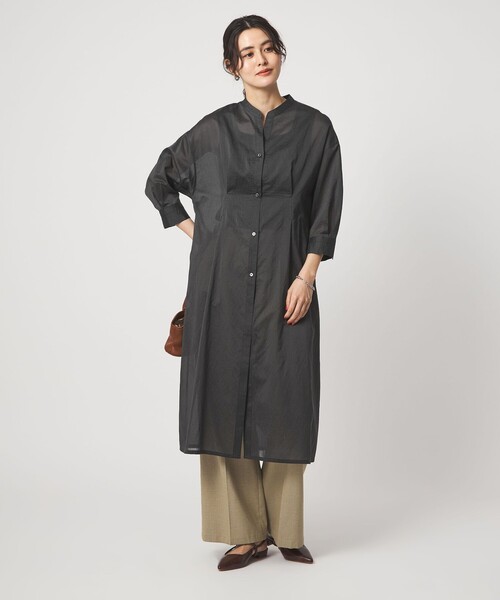 green label relaxing（グリーンレーベルリラクシング）の「シアー ストライプ シャツワンピース（シャツワンピース・レディース・オフホワイト/モカ/ブラック・FREE）」の12枚目の写真