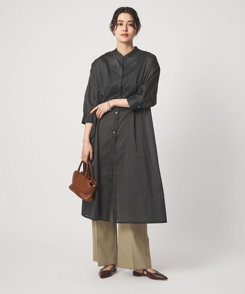 green label relaxing（グリーンレーベルリラクシング）の「シアー ストライプ シャツワンピース（シャツワンピース・レディース・オフホワイト/モカ/ブラック・FREE）」の14枚目の写真