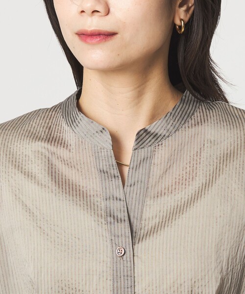 green label relaxing（グリーンレーベルリラクシング）の「シアー ストライプ シャツワンピース（シャツワンピース・レディース・オフホワイト/モカ/ブラック・FREE）」の20枚目の写真