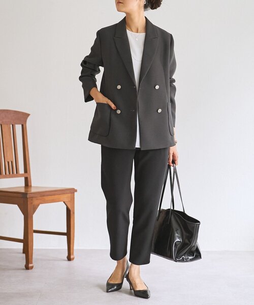 LIVETART（リヴェタート）の「《LIVETART》ボンディングメッシュジャケット（テーラードジャケット・レディース・グレー/ネイビー・FREE）」の3枚目の写真