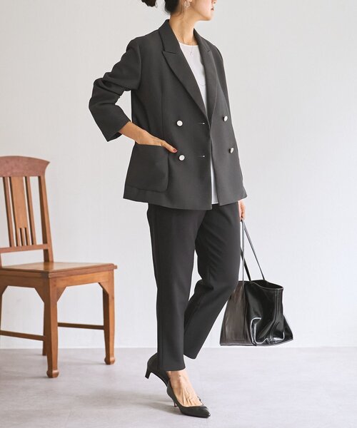 LIVETART（リヴェタート）の「《LIVETART》ボンディングメッシュジャケット（テーラードジャケット・レディース・グレー/ネイビー・FREE）」の4枚目の写真