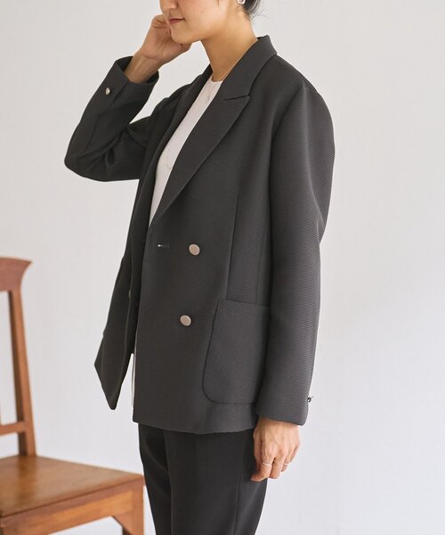 LIVETART（リヴェタート）の「《LIVETART》ボンディングメッシュジャケット（テーラードジャケット・レディース・グレー/ネイビー・FREE）」の10枚目の写真