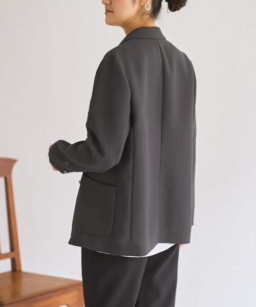 LIVETART（リヴェタート）の「《LIVETART》ボンディングメッシュジャケット（テーラードジャケット・レディース・グレー/ネイビー・FREE）」の11枚目の写真