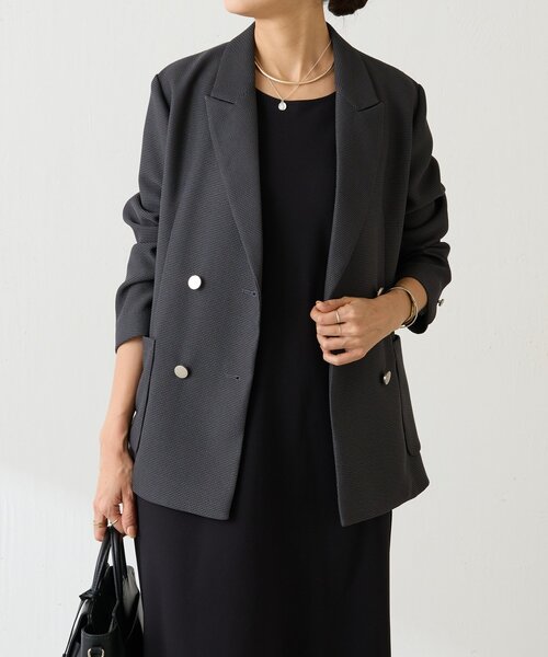 LIVETART（リヴェタート）の「《LIVETART》ボンディングメッシュジャケット（テーラードジャケット・レディース・グレー/ネイビー・FREE）」の19枚目の写真