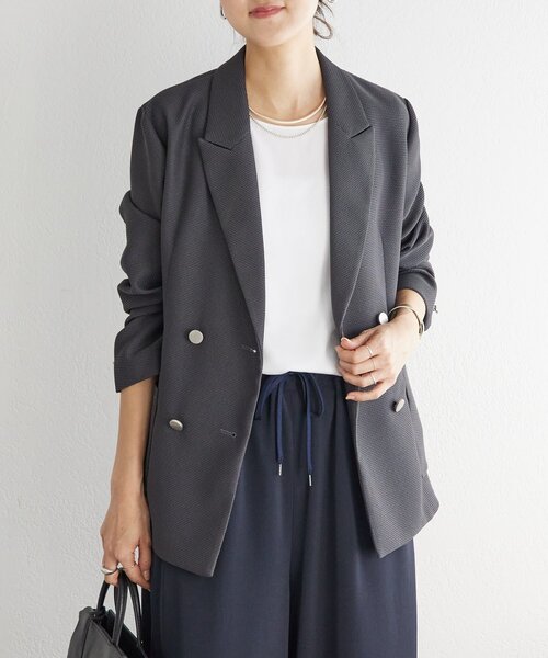 LIVETART（リヴェタート）の「《LIVETART》ボンディングメッシュジャケット（テーラードジャケット・レディース・グレー/ネイビー・FREE）」の17枚目の写真