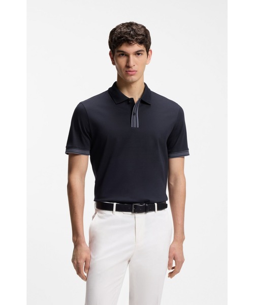 シルケットコットン ポロシャツ ライントリム（ポロシャツ）｜BOSS