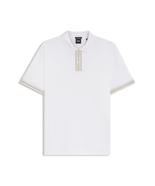 シルケットコットン ポロシャツ ライントリム（ポロシャツ）｜BOSS