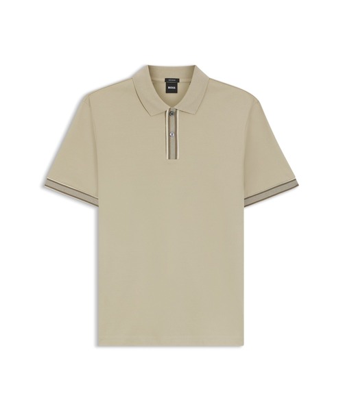シルケットコットン ポロシャツ ライントリム（ポロシャツ）｜BOSS