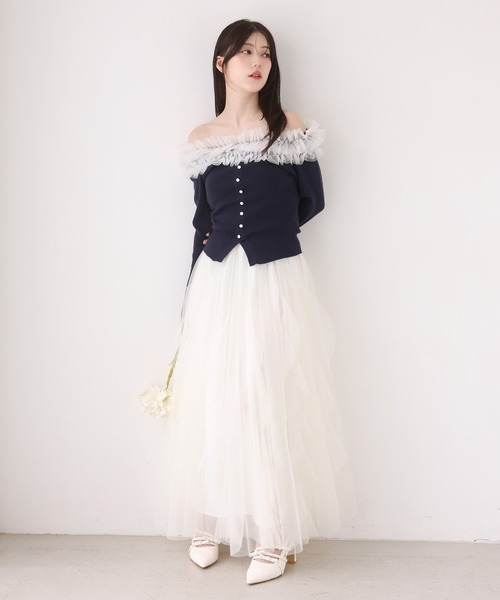 one after another NICE CLAUP(ワンアフターアナザーナイスクラップ)の「イレヘムチュールスカート(スカート・レディース・チャコールグレー/アイボリー/ライトピンク・FREE)」の9枚目の写真