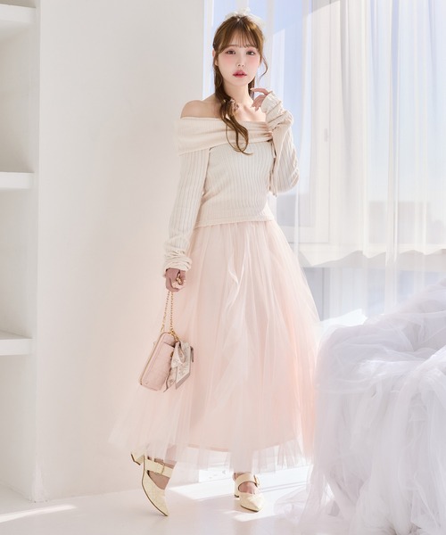 one after another NICE CLAUP(ワンアフターアナザーナイスクラップ)の「イレヘムチュールスカート(スカート・レディース・チャコールグレー/アイボリー/ライトピンク・FREE)」の14枚目の写真