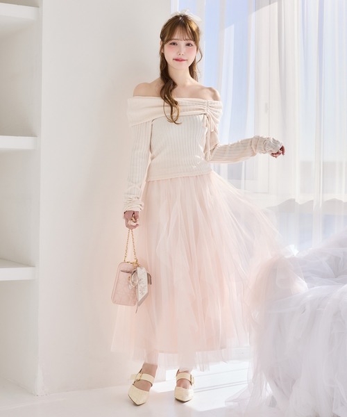 one after another NICE CLAUP(ワンアフターアナザーナイスクラップ)の「イレヘムチュールスカート(スカート・レディース・チャコールグレー/アイボリー/ライトピンク・FREE)」の15枚目の写真