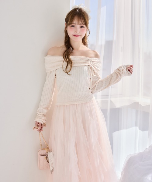 one after another NICE CLAUP(ワンアフターアナザーナイスクラップ)の「イレヘムチュールスカート(スカート・レディース・チャコールグレー/アイボリー/ライトピンク・FREE)」の17枚目の写真