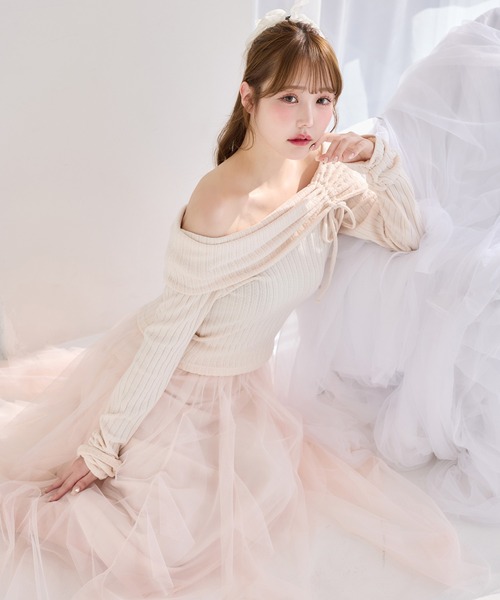 one after another NICE CLAUP(ワンアフターアナザーナイスクラップ)の「イレヘムチュールスカート(スカート・レディース・チャコールグレー/アイボリー/ライトピンク・FREE)」の19枚目の写真