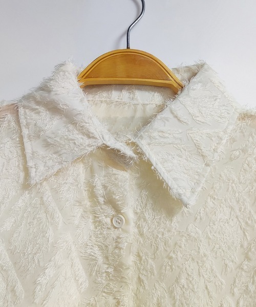 ONEP STAR(ワンピスター)の「ビックシルエットダイヤ柄シアーシャツ(シャツ/ブラウス・レディース・ホワイト/ベージュ/ブラック・FREE)」の12枚目の写真
