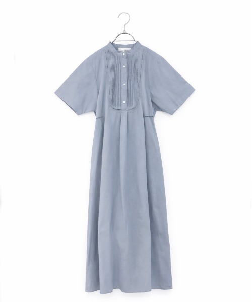 Marilyn Moon（マリリンムーン）の「pin tuck bosom embroidery one-piece（シャツワンピース・レディース・ホワイト×ブルー/ブラック/ネイビー/サックスブルー/ホワイト・FREE）」の5枚目の写真