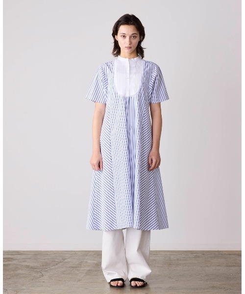 Marilyn Moon（マリリンムーン）の「pin tuck bosom embroidery one-piece（シャツワンピース・レディース・ホワイト×ブルー/ブラック/ネイビー/サックスブルー/ホワイト・FREE）」の10枚目の写真