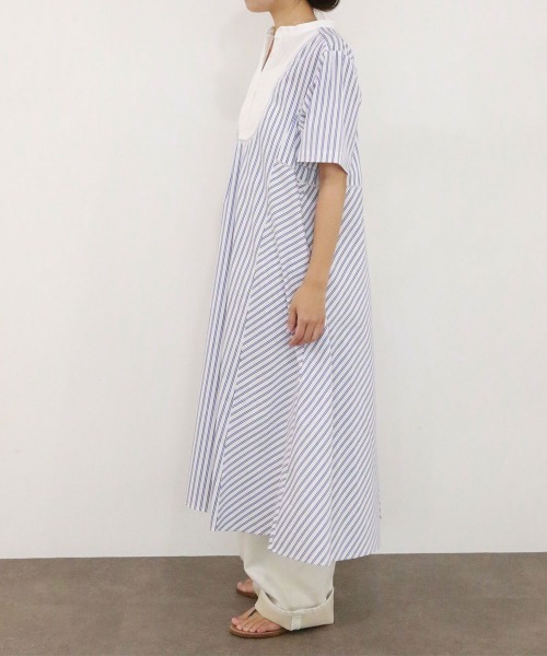 Marilyn Moon（マリリンムーン）の「pin tuck bosom embroidery one-piece（シャツワンピース・レディース・ホワイト×ブルー/ブラック/ネイビー/サックスブルー/ホワイト・FREE）」の15枚目の写真