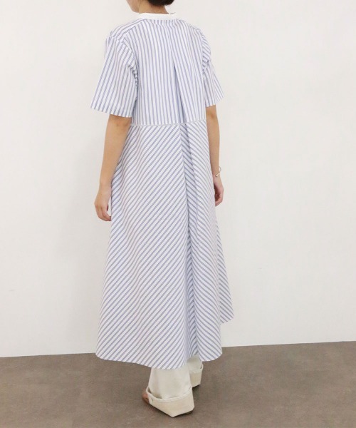 Marilyn Moon（マリリンムーン）の「pin tuck bosom embroidery one-piece（シャツワンピース・レディース・ホワイト×ブルー/ブラック/ネイビー/サックスブルー/ホワイト・FREE）」の16枚目の写真