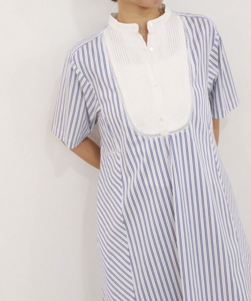 Marilyn Moon（マリリンムーン）の「pin tuck bosom embroidery one-piece（シャツワンピース・レディース・ホワイト×ブルー/ブラック/ネイビー/サックスブルー/ホワイト・FREE）」の17枚目の写真