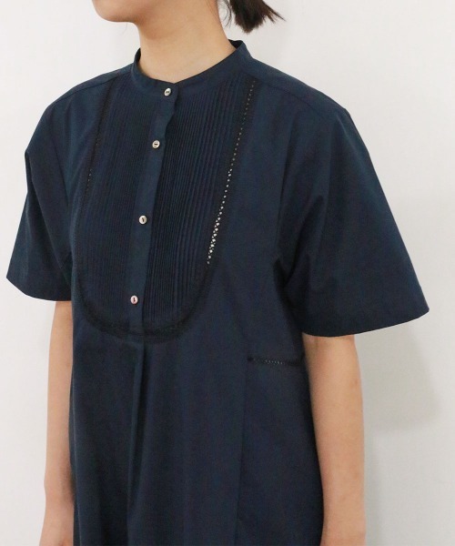 Marilyn Moon（マリリンムーン）の「pin tuck bosom embroidery one-piece（シャツワンピース・レディース・ホワイト×ブルー/ブラック/ネイビー/サックスブルー/ホワイト・FREE）」の22枚目の写真