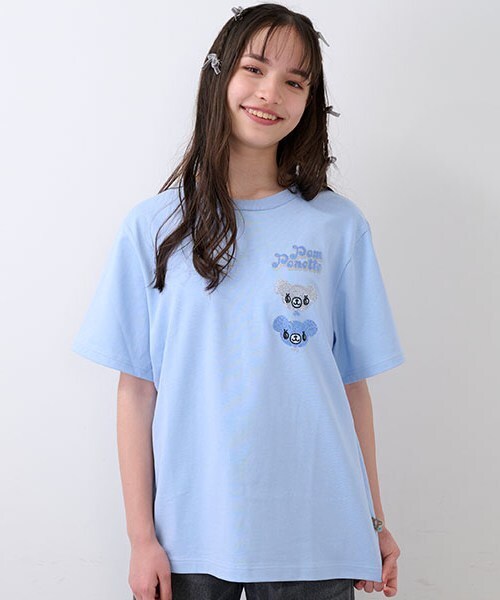 ナルミヤキャラクターズ(ナルミヤキャラクターズ)の「ミントくんキラキラストーンTシャツ(Tシャツ/カットソー・レディース・サックスブルー・F)」の2枚目の写真