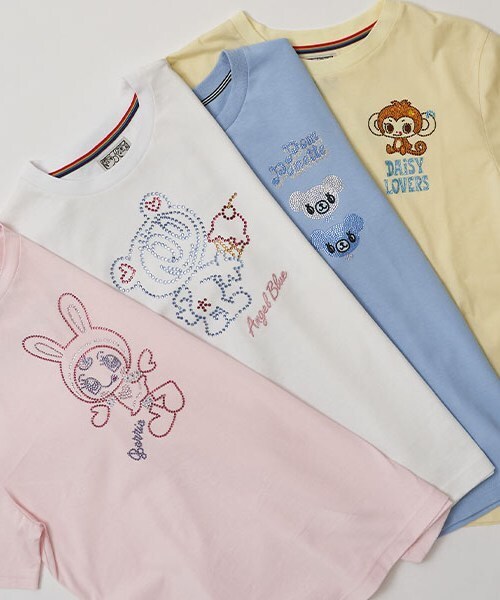 ナルミヤキャラクターズ(ナルミヤキャラクターズ)の「ミントくんキラキラストーンTシャツ(Tシャツ/カットソー・レディース・サックスブルー・F)」の7枚目の写真