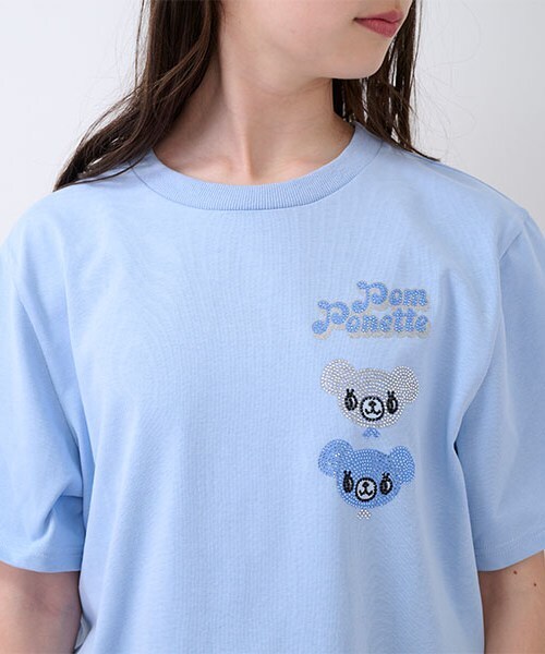 ナルミヤキャラクターズ(ナルミヤキャラクターズ)の「ミントくんキラキラストーンTシャツ(Tシャツ/カットソー・レディース・サックスブルー・F)」の9枚目の写真