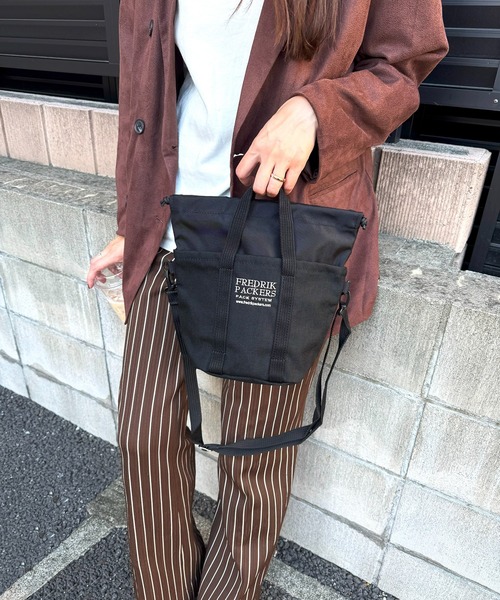 FREDRIK PACKERS（フレドリックパッカーズ）の「【FREDRIK PACKERS】1000D DRAWSTRING TOTE MINI（トートバッグ・レディース・レオパード/ブラック・FREE）」の6枚目の写真