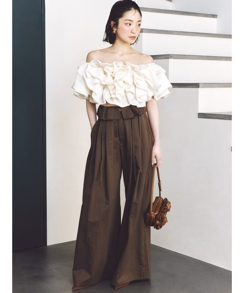 SNIDEL（スナイデル）の「フラワーバッグ（ハンドバッグ・レディース・シルバー/アイボリー/ブラウン・F）」の10枚目の写真