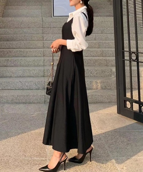 emi+（エミプラス）の「Aラインジャンパースカート（ジャンパースカート・レディース・ブラック・FREE）」の7枚目の写真