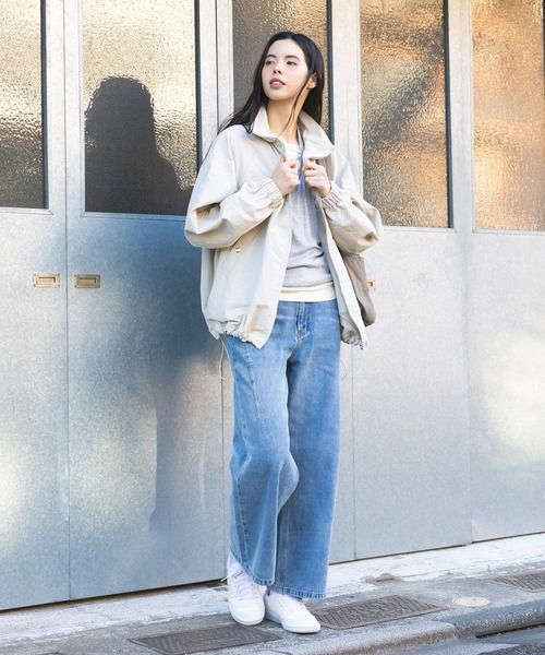 CRAFT STANDARD BOUTIQUE（クラフトスタンダードブティック）の「花粉防止／ギャザーヘムブルゾン◆（ブルゾン・レディース・ライトベージュ/ブラック・FREE）」の8枚目の写真