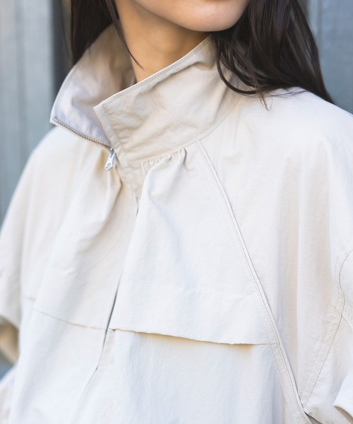 CRAFT STANDARD BOUTIQUE（クラフトスタンダードブティック）の「花粉防止／ギャザーヘムブルゾン◆（ブルゾン・レディース・ライトベージュ/ブラック・FREE）」の10枚目の写真