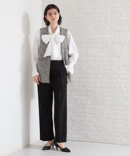 THE SHOP TK （ザ ショップ ティーケー ）の「【通勤・セレモニー】タックボウタイブラウス（シャツ/ブラウス・レディース・オフホワイト/ライトブルー・13/12）」の5枚目の写真