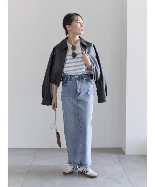 Te chichi（テチチ）の「デニムトラペーズスカート（スカート・レディース・サックスブルー/ネイビー・S/M）」の3枚目の写真