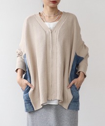 Three Four Time（スリーフォータイム）の「デニムコンビＶZIPブルゾン（ブルゾン）」