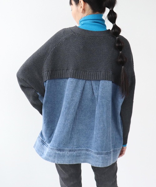 Three Four Time（ｽﾘｰﾌｫｰﾀｲﾑ）の「デニムコンビＶZIPブルゾン（ブルゾン・レディース・ベージュ/チャコールグレー・FREE）」の6枚目の写真