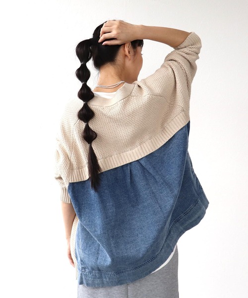 Three Four Time（ｽﾘｰﾌｫｰﾀｲﾑ）の「デニムコンビＶZIPブルゾン（ブルゾン・レディース・ベージュ/チャコールグレー・FREE）」の11枚目の写真