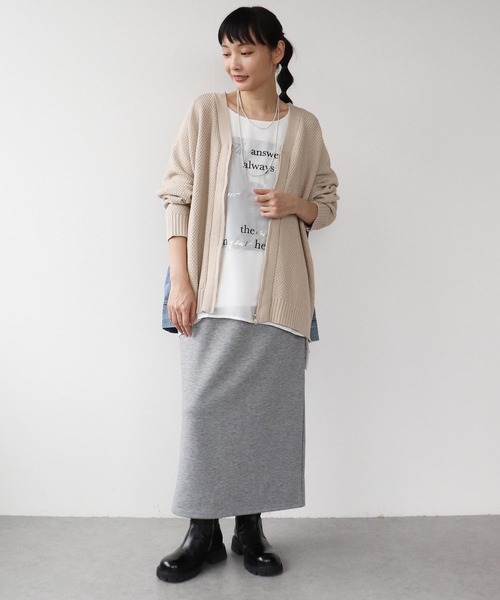 Three Four Time（ｽﾘｰﾌｫｰﾀｲﾑ）の「デニムコンビＶZIPブルゾン（ブルゾン・レディース・ベージュ/チャコールグレー・FREE）」の12枚目の写真