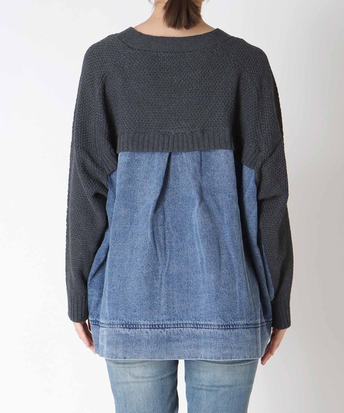 Three Four Time（ｽﾘｰﾌｫｰﾀｲﾑ）の「デニムコンビＶZIPブルゾン（ブルゾン・レディース・ベージュ/チャコールグレー・FREE）」の15枚目の写真