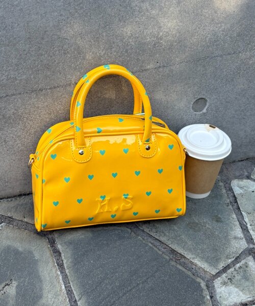 HELLO.SANFRANCISCO（ハローサンフランシスコ）の「【HELLO.SANFRANCISCO/ハローサンフランシスコ】ハートプリントエナメルミニボストンBAG（ボストンバッグ・レディース・イエロー/ピンク/ホワイト・ONE SIZE）」の13枚目の写真