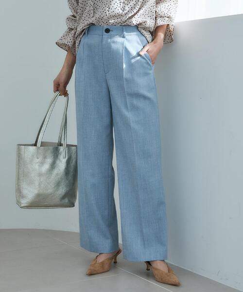 UNTITLED(アンタイトル)の「シャンブレーワイドパンツ(その他パンツ・レディース・ライトブルー/ライトベージュ・50/48/46/44/42/04/03/02/01/00)」の2枚目の写真