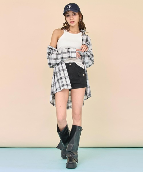 ANAP(アナップ)の「Wポケットオンブレチェックオーバーサイズシャツ(シャツ/ブラウス・レディース・ホワイト/ブラック・F)」の7枚目の写真